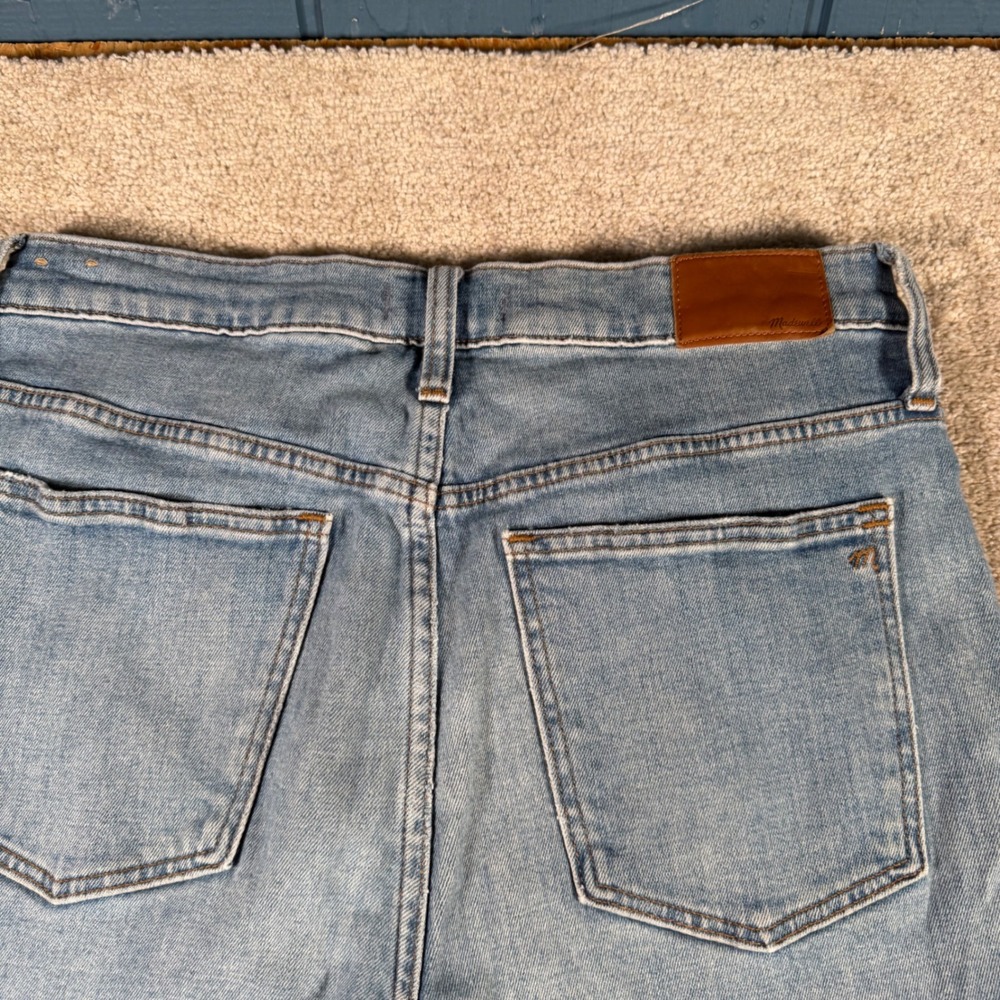 Madewell The High-Rise Slim Crop Boyjean Womens 29 Blue Distressed Raw Hem - Picture 6 of 12
